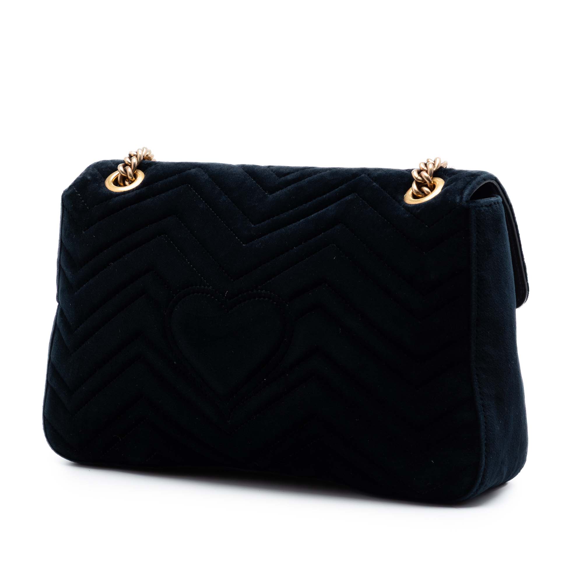 Large GG Marmont Matelasse Velvet Embroidered Loved Shoulder Bag - Image 2