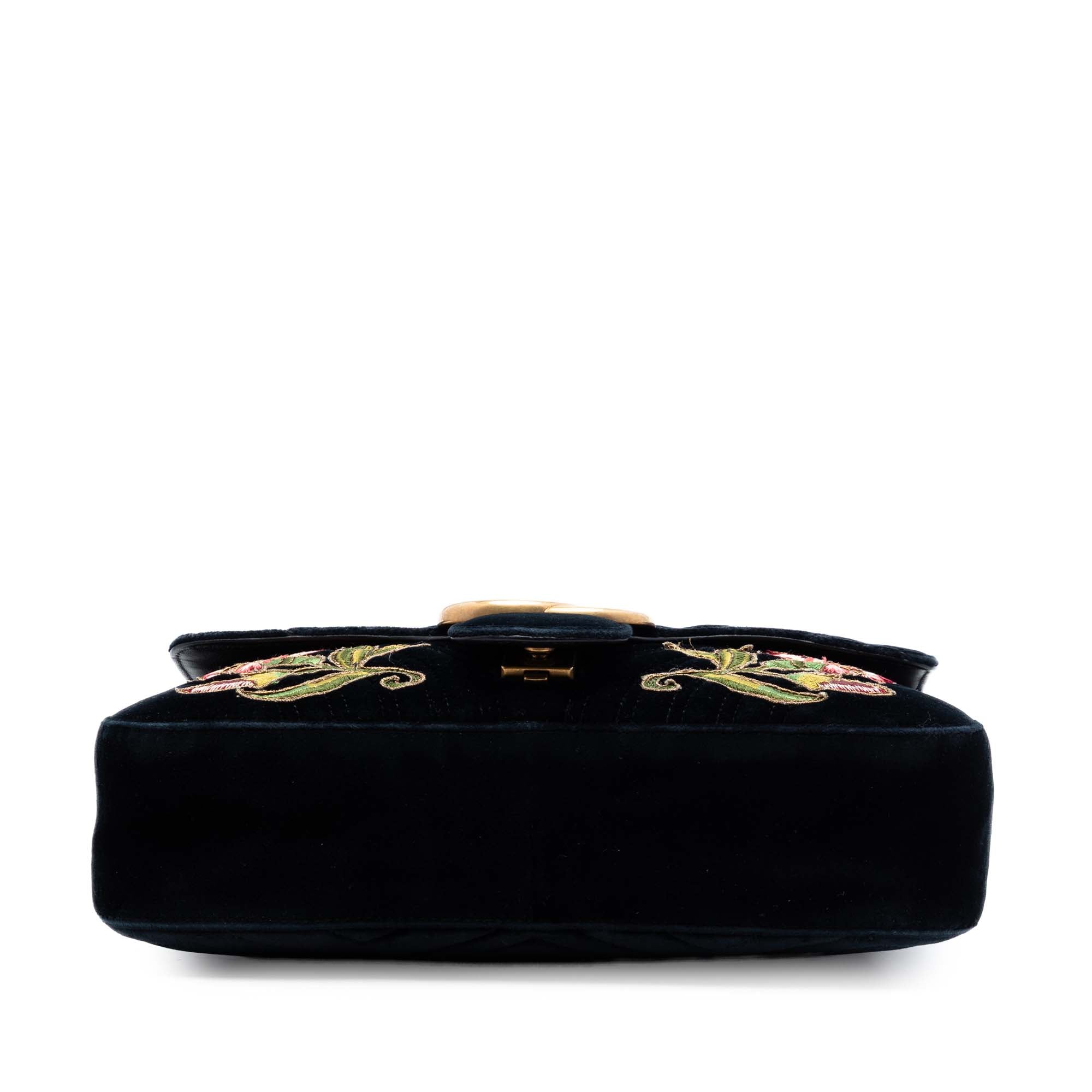 Large GG Marmont Matelasse Velvet Embroidered Loved Shoulder Bag - Image 3