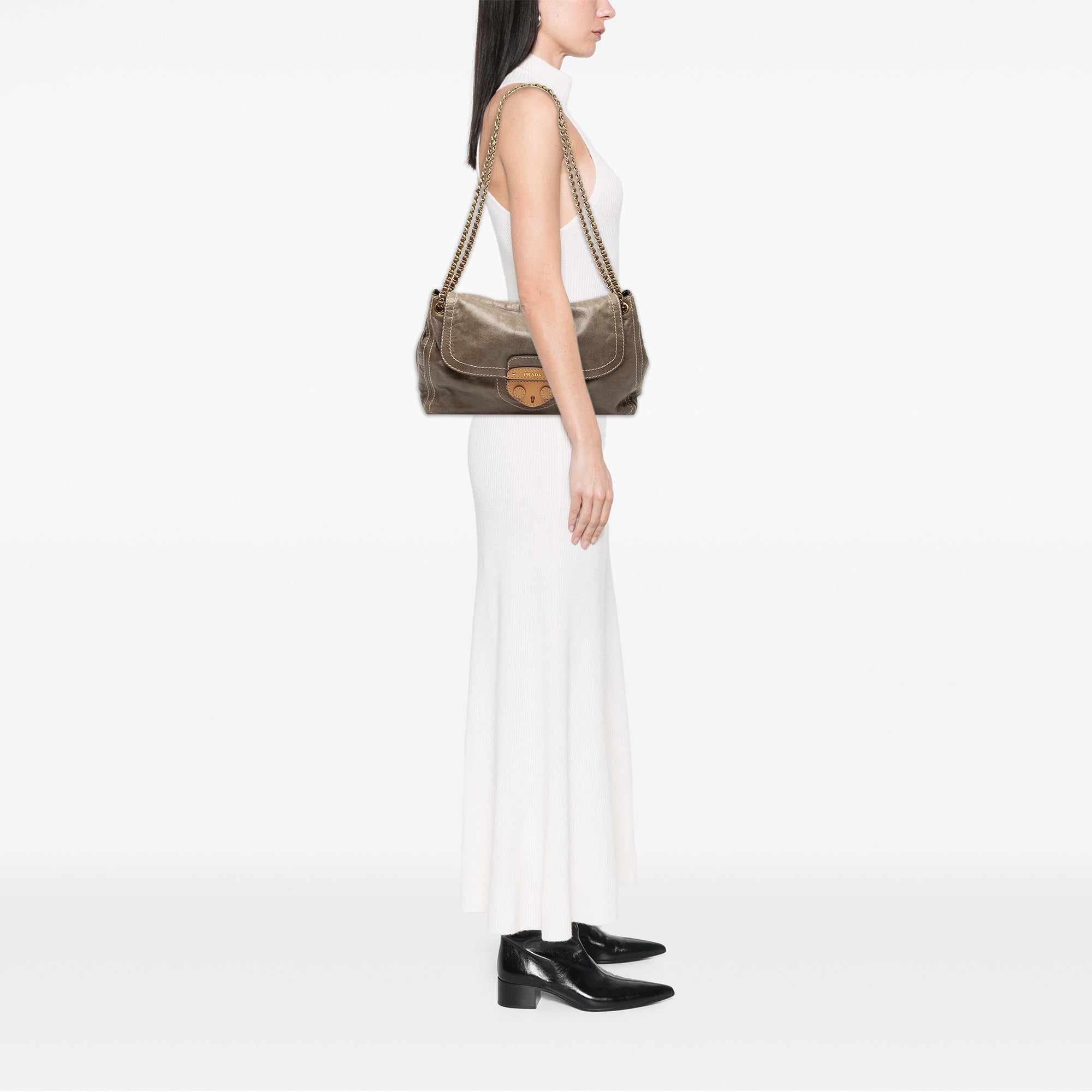 Vitello Shine Push Lock Flap Shoulder Bag - Image 6