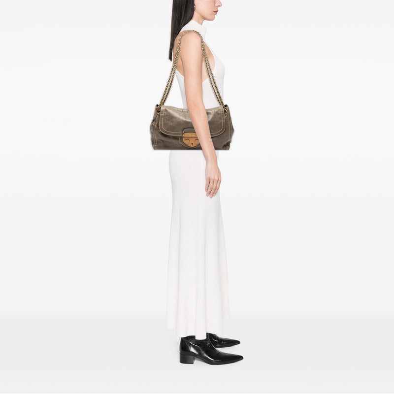 Vitello Shine Push Lock Flap Shoulder Bag - Image 6