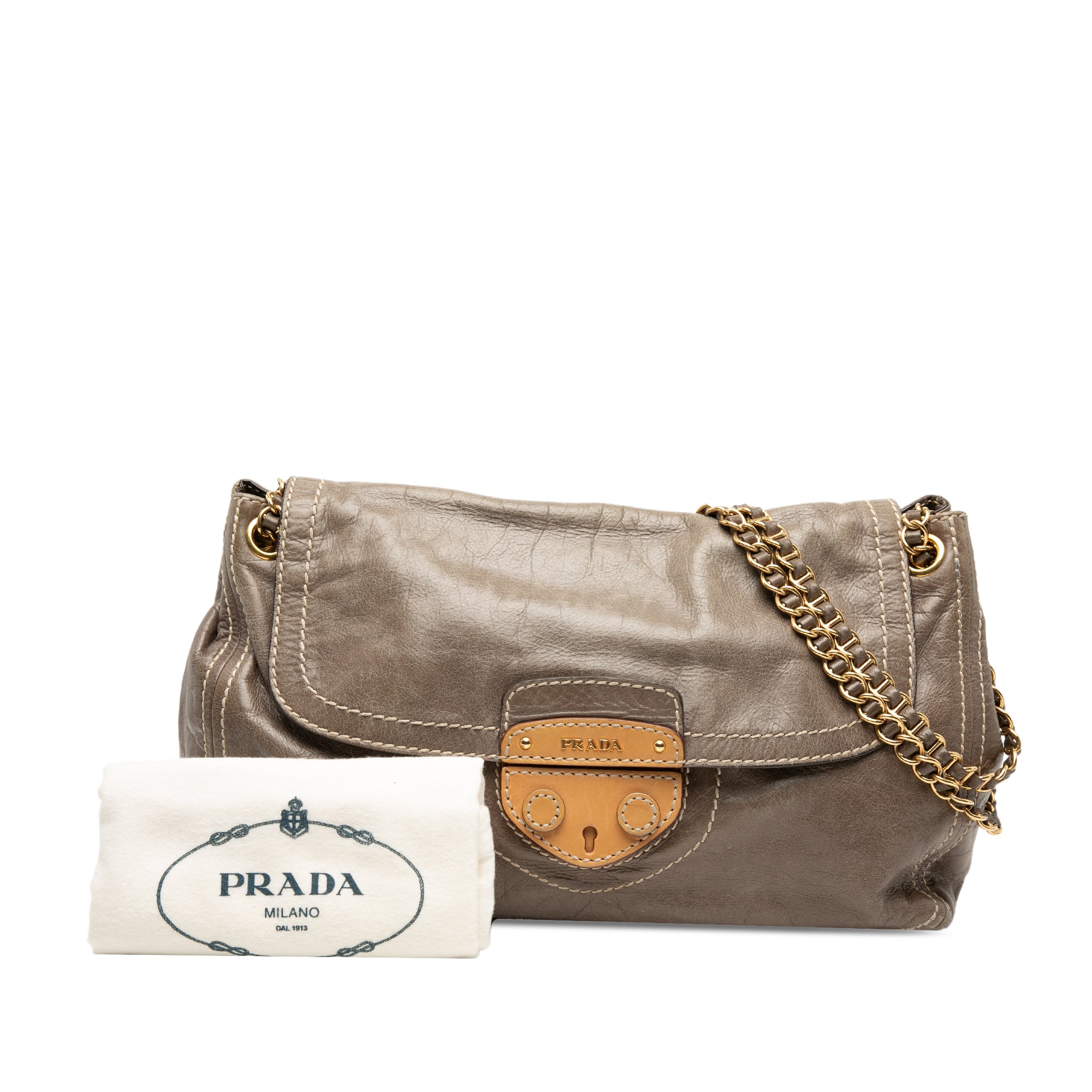 Vitello Shine Push Lock Flap Shoulder Bag - Image 7