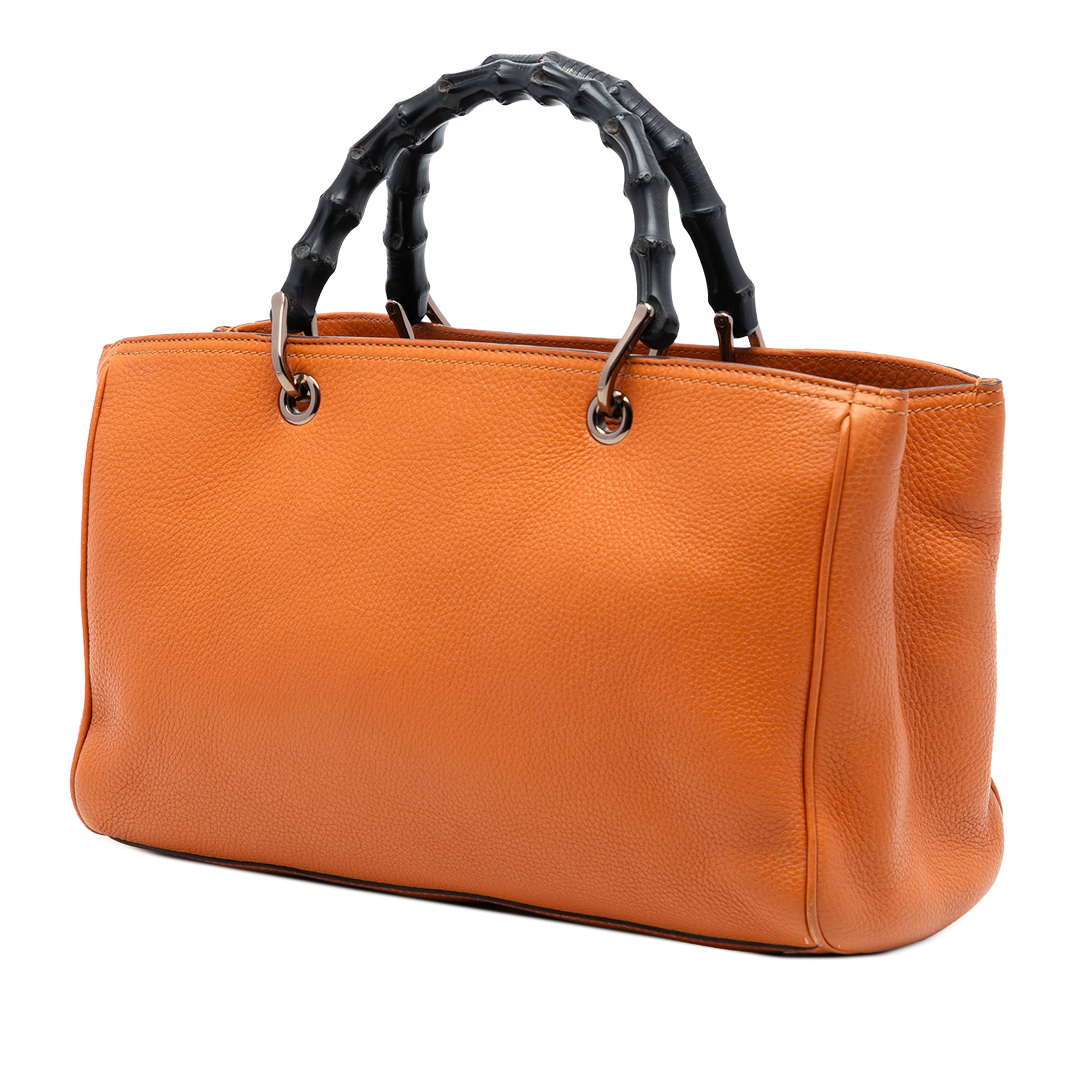 Medium Calfskin Bamboo Shopper Satchel - Image 2