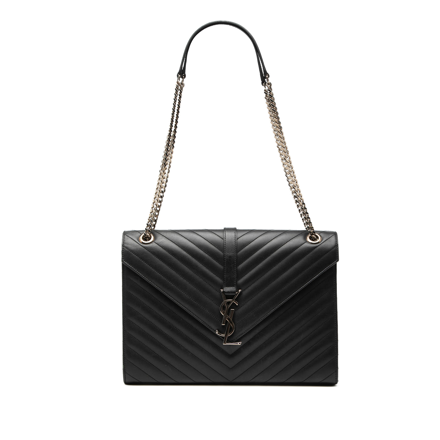 Large Calfskin Chevron Monogram Envelope Bag - Image 1