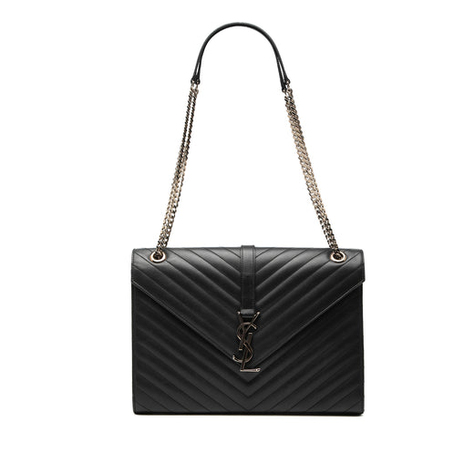 Large Calfskin Chevron Monogram Envelope Bag - Image 1