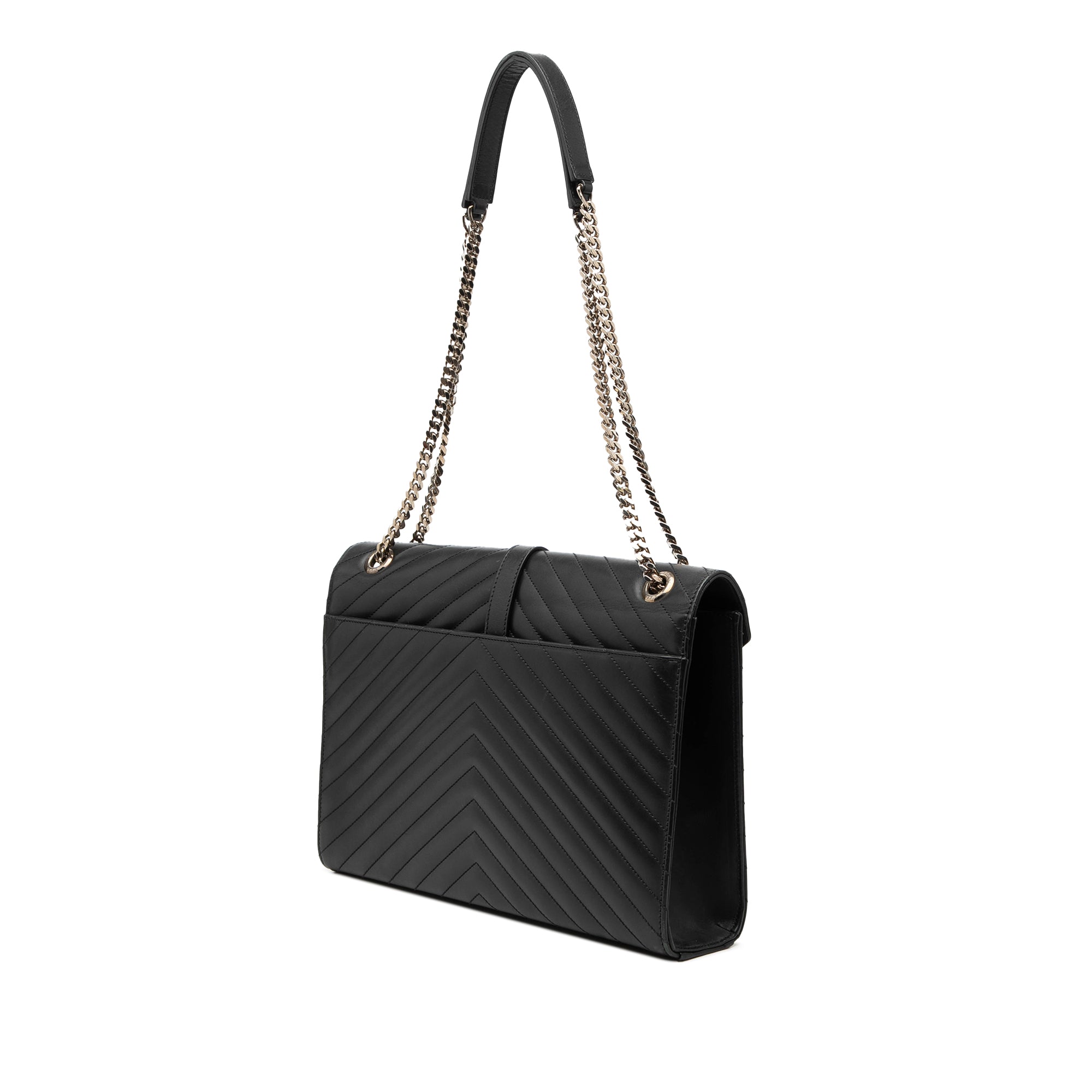 Large Calfskin Chevron Monogram Envelope Bag - Image 2