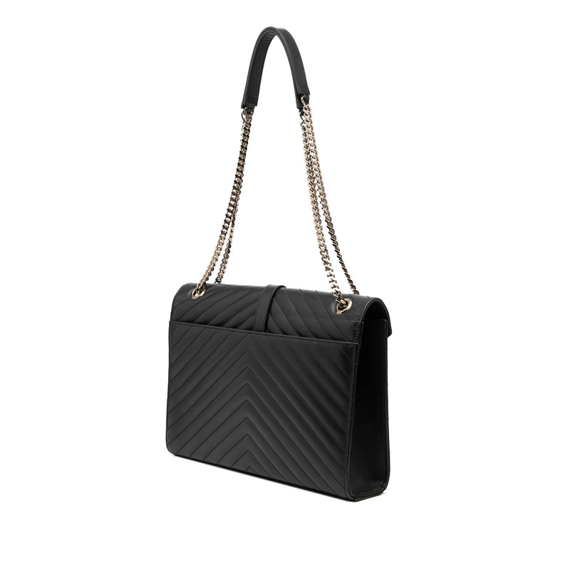 Large Calfskin Chevron Monogram Envelope Bag - Image 2