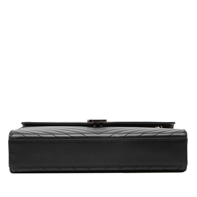 Large Calfskin Chevron Monogram Envelope Bag - Image 3