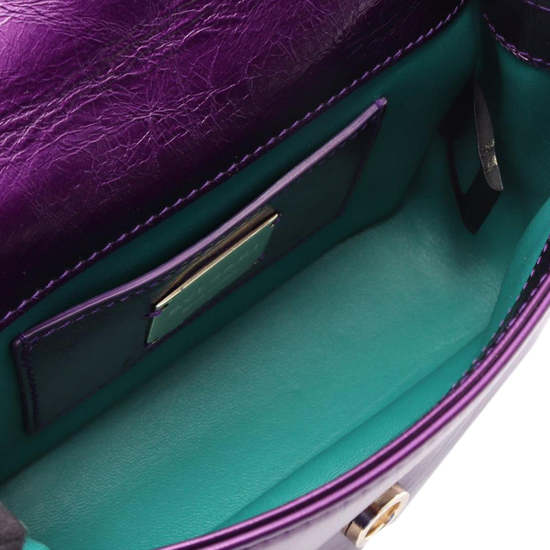 Mini Metallic Leather Serpenti Cabochon Satchel - Image 3