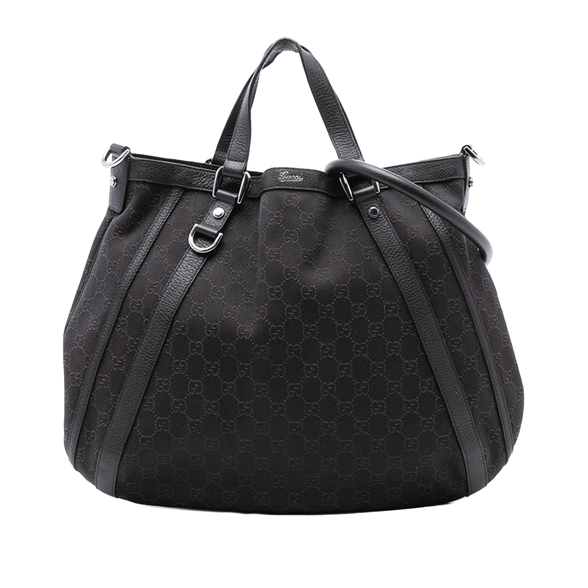 GG Denim Abbey D Ring Satchel - Image 1