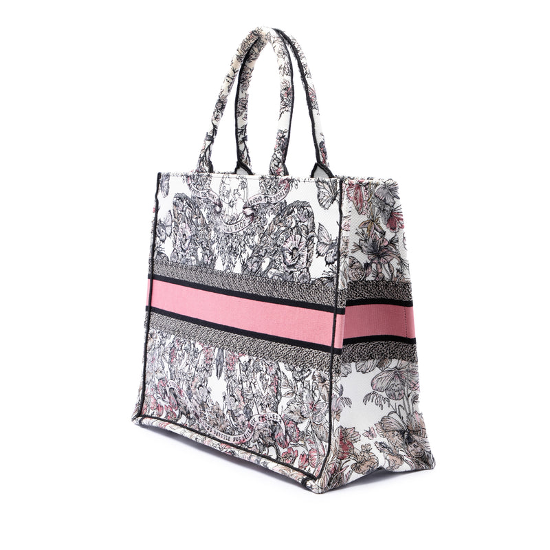 Large Embroidered Canvas Butterfly Around The World Book Tote - Image 2