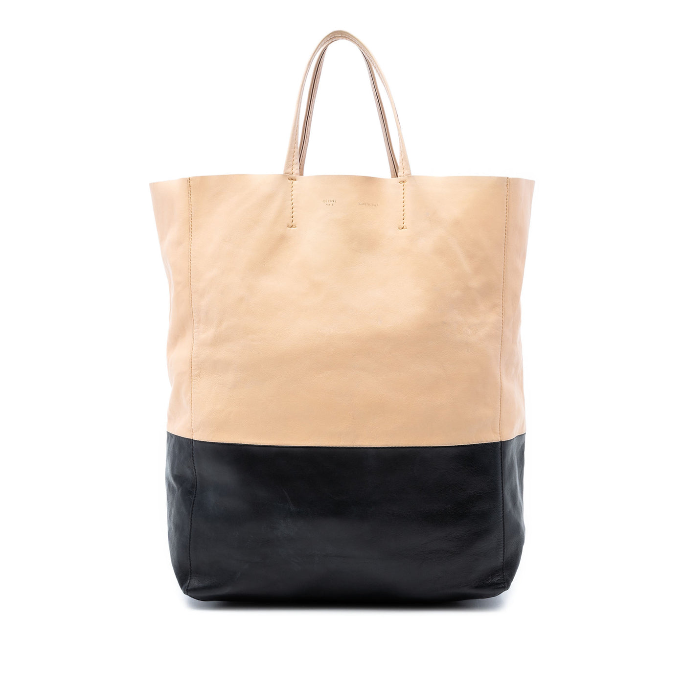 Bicolor Leather Vertical Cabas Tote - Image 1