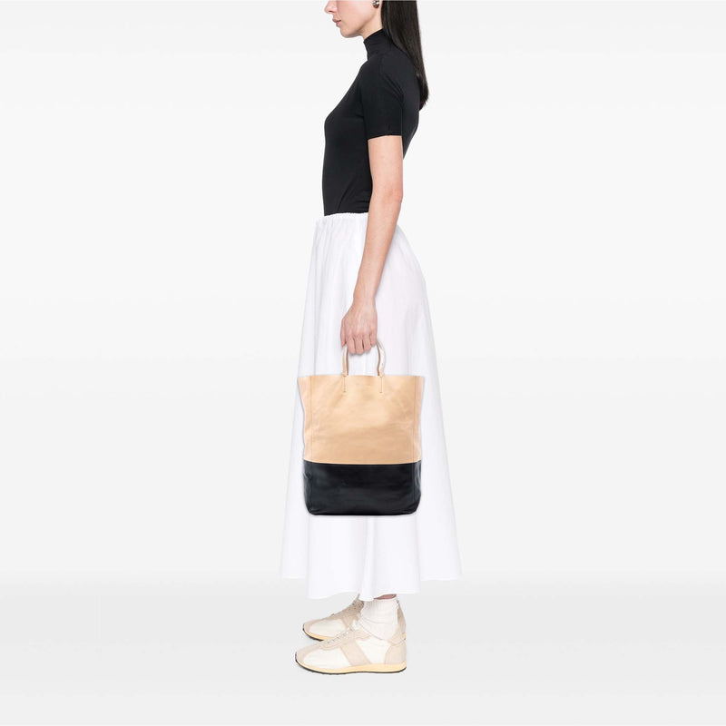 Bicolor Leather Vertical Cabas Tote - Image 7