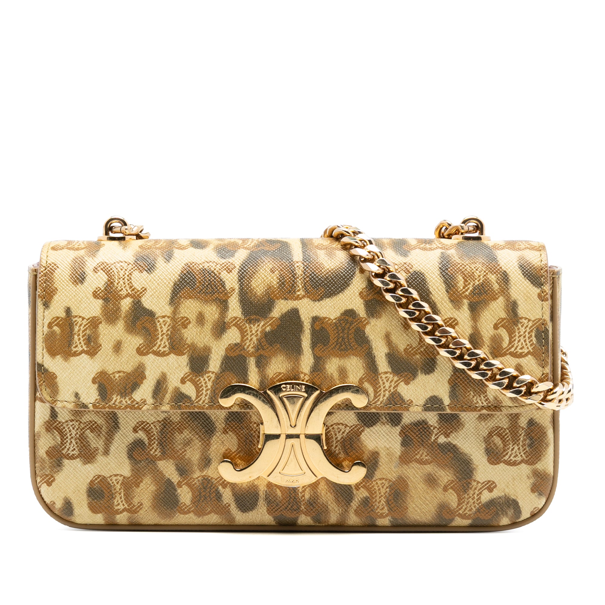 Calfskin Leopard Print Claude Chain Shoulder Bag - Image 1