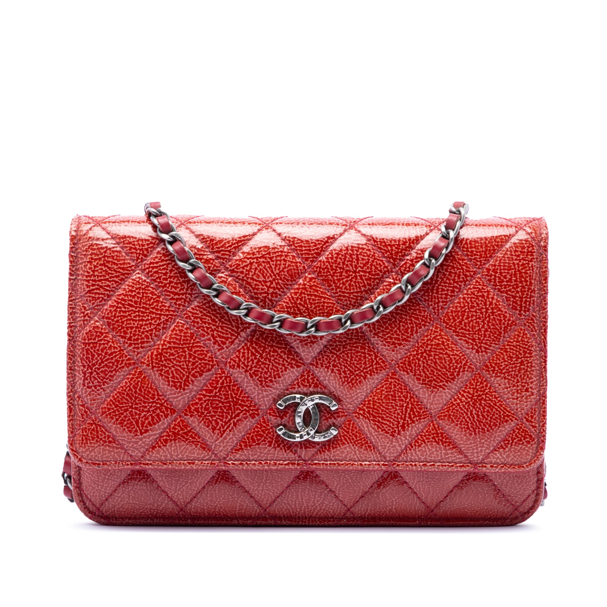 Paris Dallas CC Quilted Patent Goatskin Wallet on Chain - Image 1