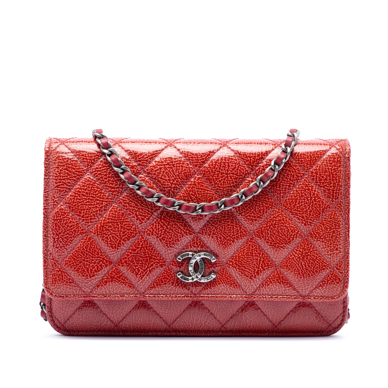 Paris Dallas CC Quilted Patent Goatskin Wallet on Chain