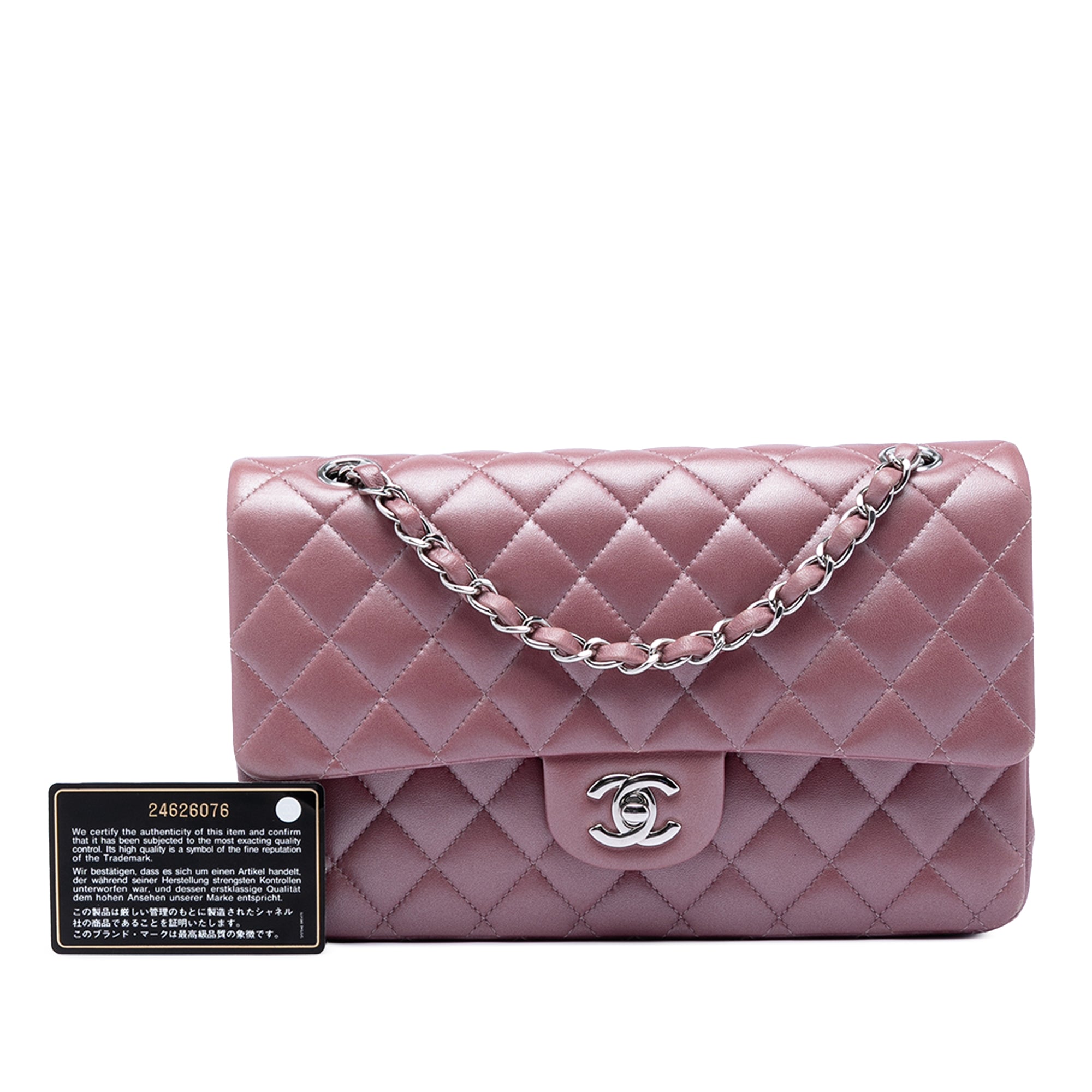 Medium Metallic Classic Lambskin Double Flap - Image 8
