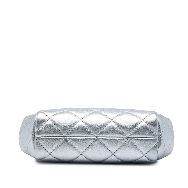 Metallic Lambskin Quilted Evening Wristlet Clutch - Image 3