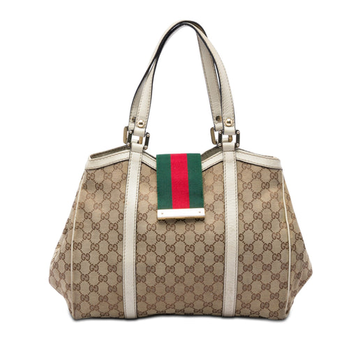 GG Canvas Web New Ladies Tote - Image 1