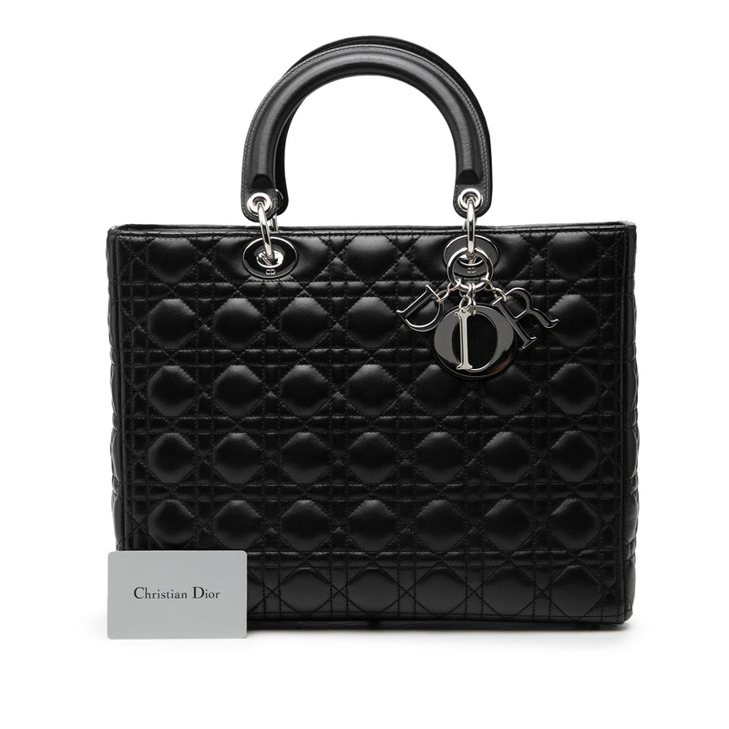 Large Lambskin Cannage Lady Dior - Image 7