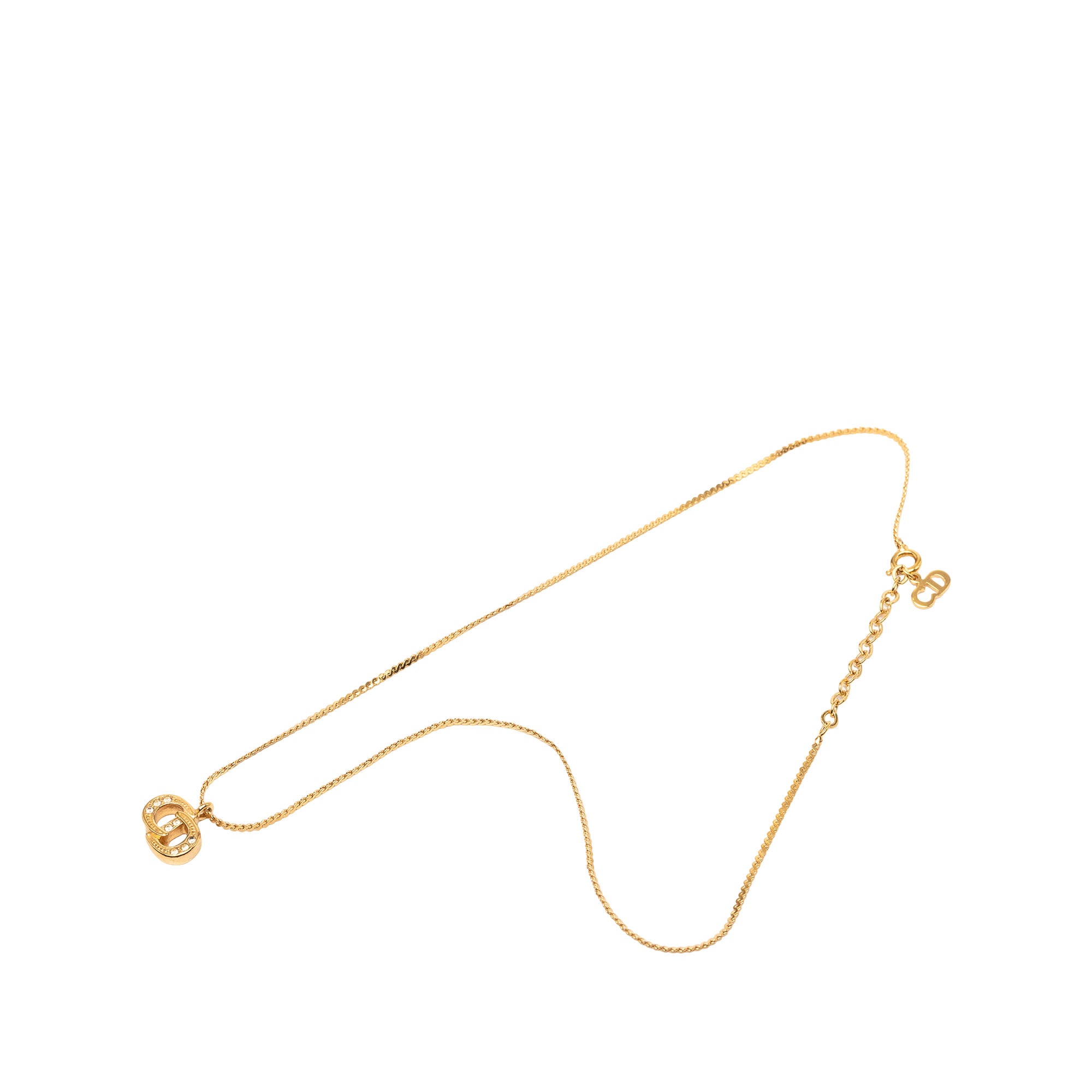 Gold Plated Strass CD Logo Pendant Necklace - Image 1