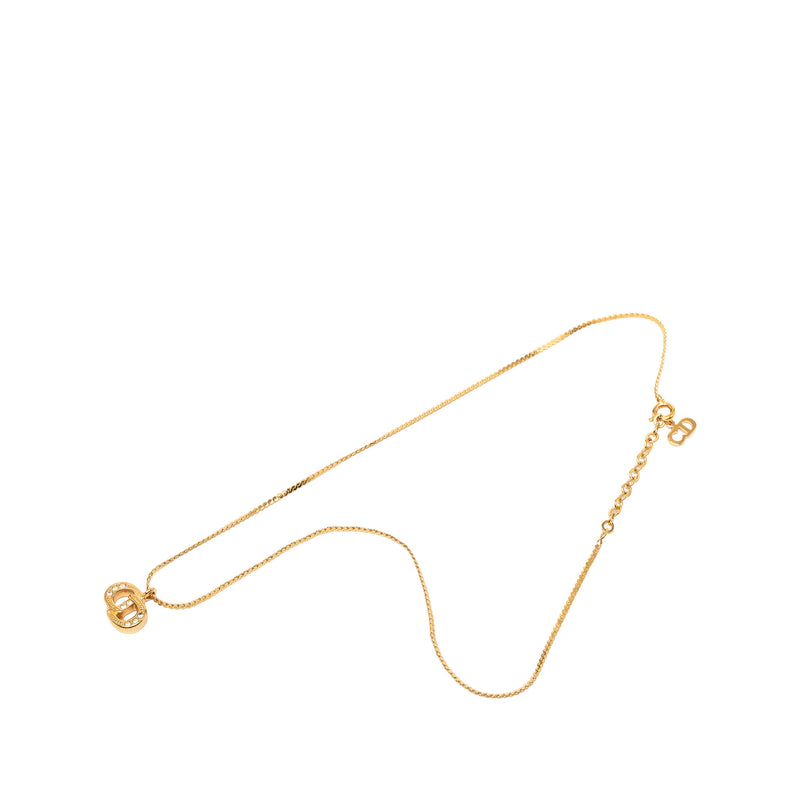 Gold Plated Strass CD Logo Pendant Necklace