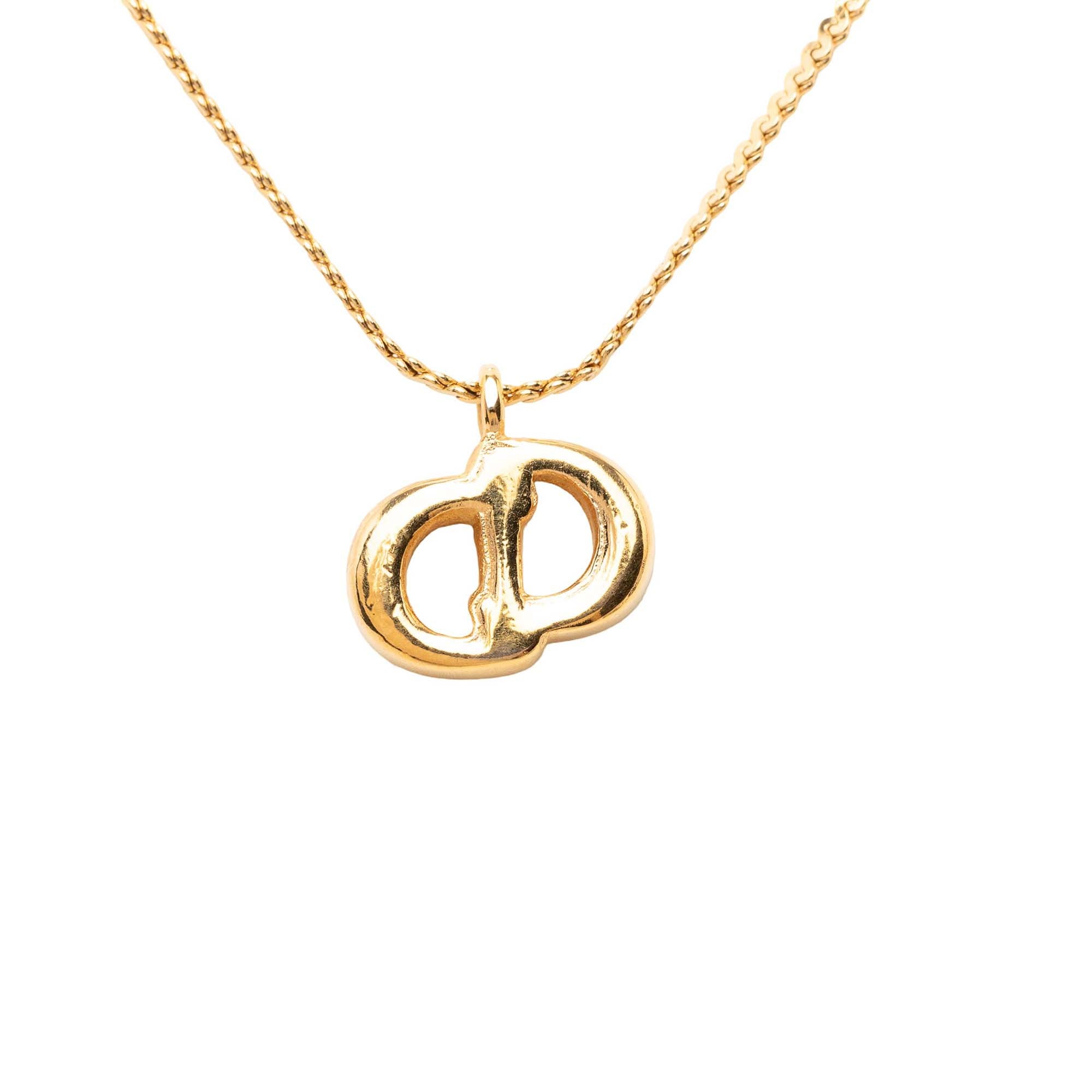 Gold Plated Strass CD Logo Pendant Necklace - Image 3