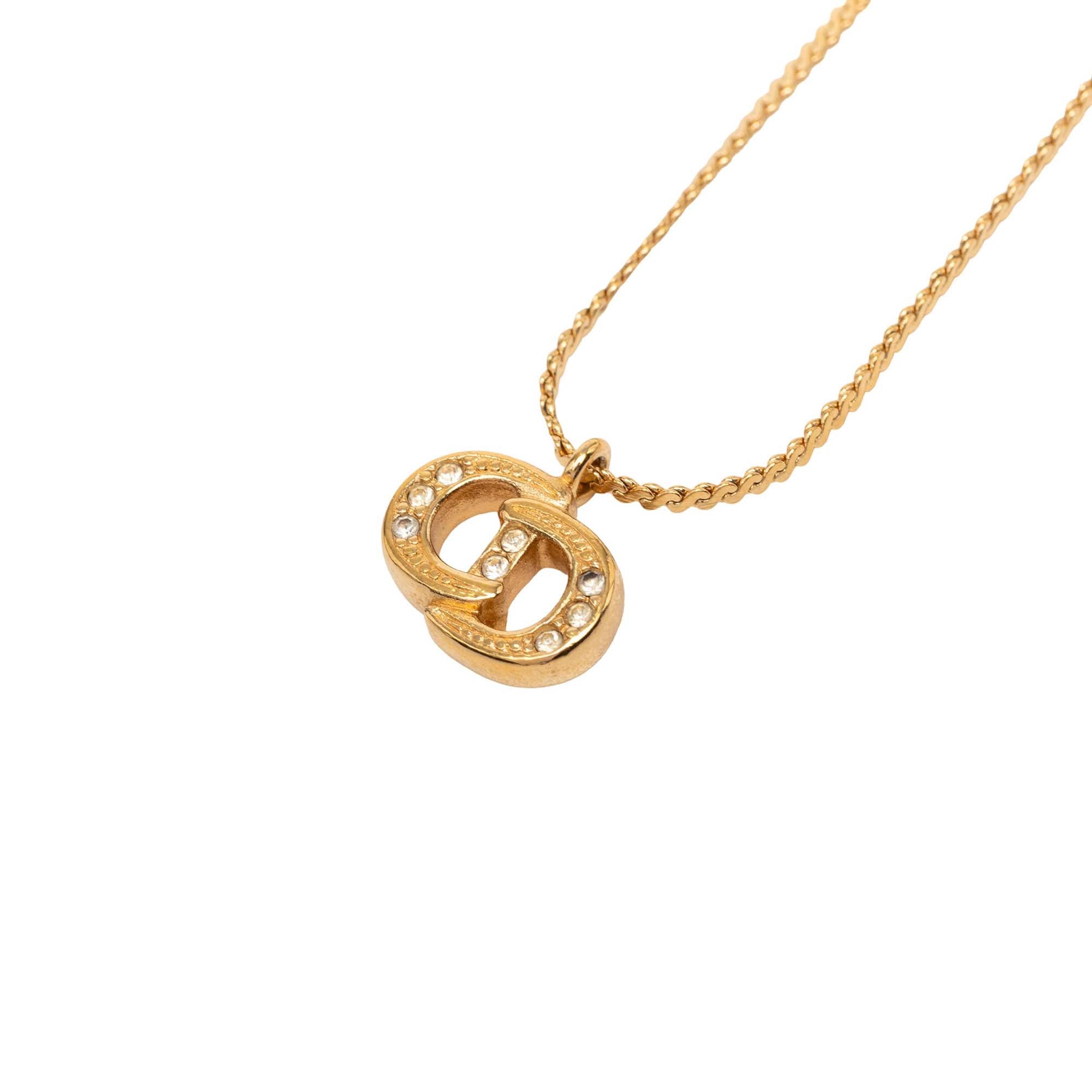 Gold Plated Strass CD Logo Pendant Necklace - Image 4