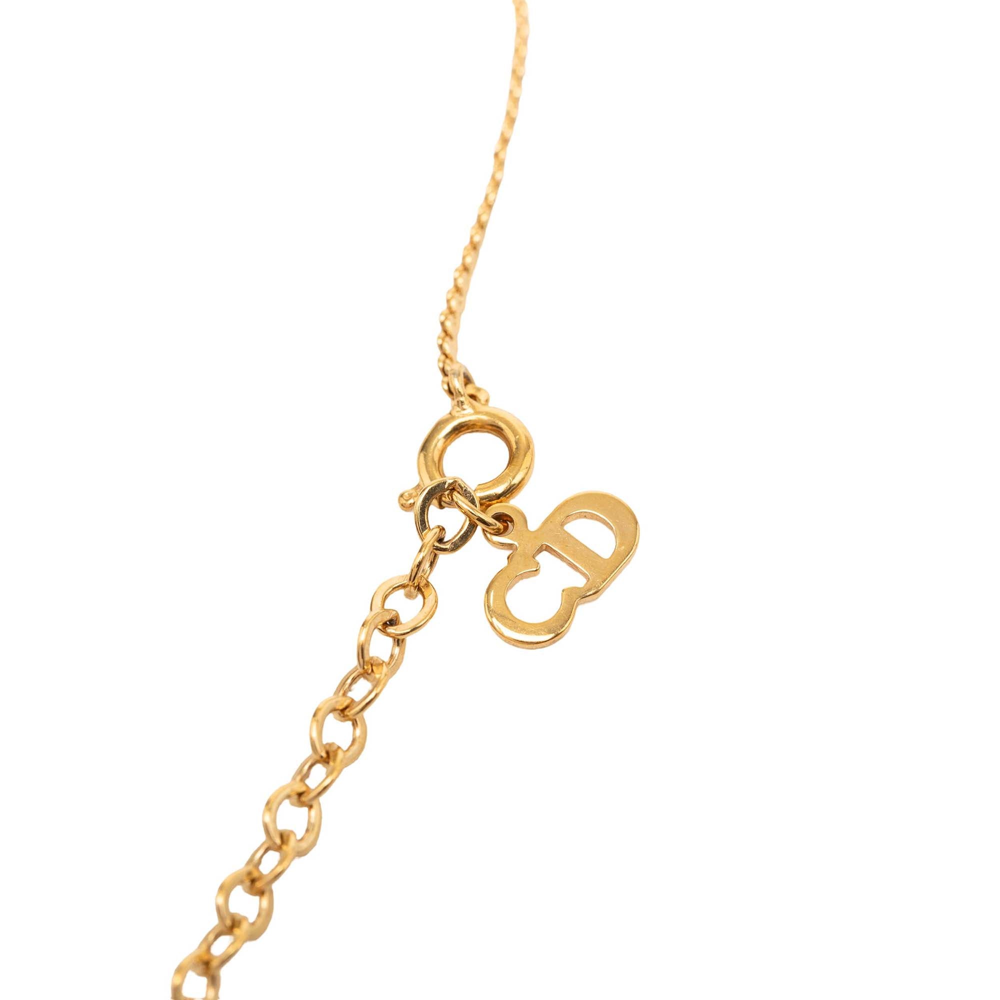 Gold Plated Strass CD Logo Pendant Necklace - Image 5