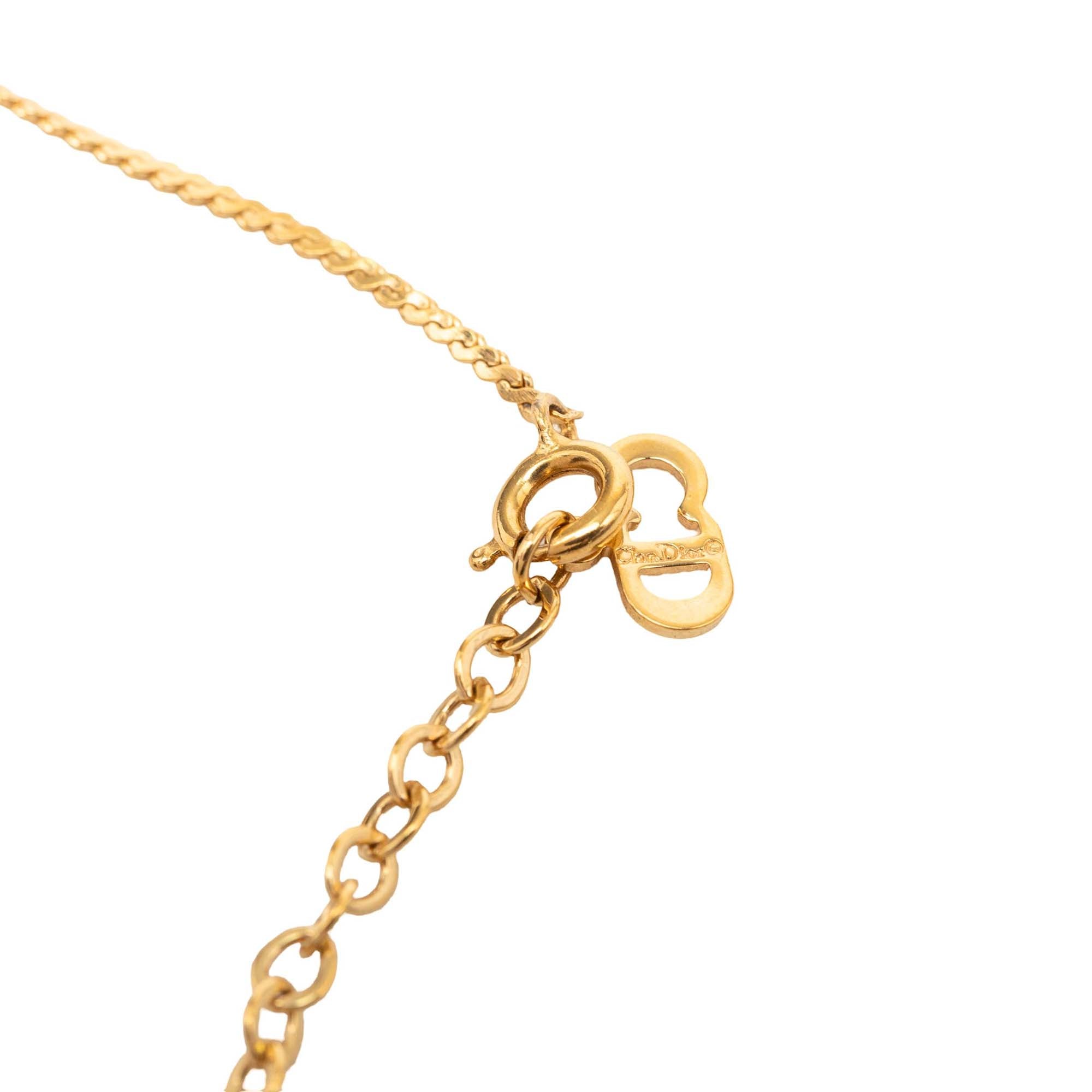 Gold Plated Strass CD Logo Pendant Necklace - Image 6