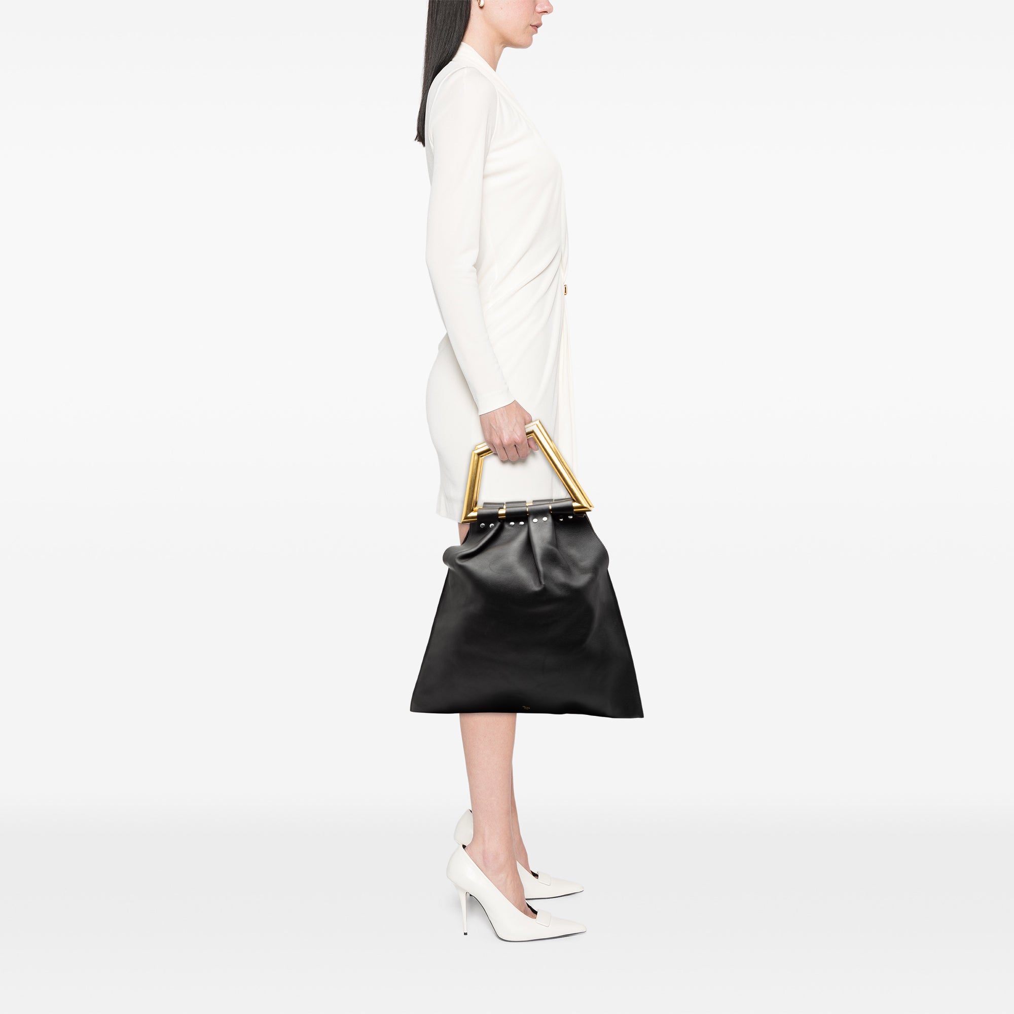 Leather Open Triangle Sac Handbag - Image 8