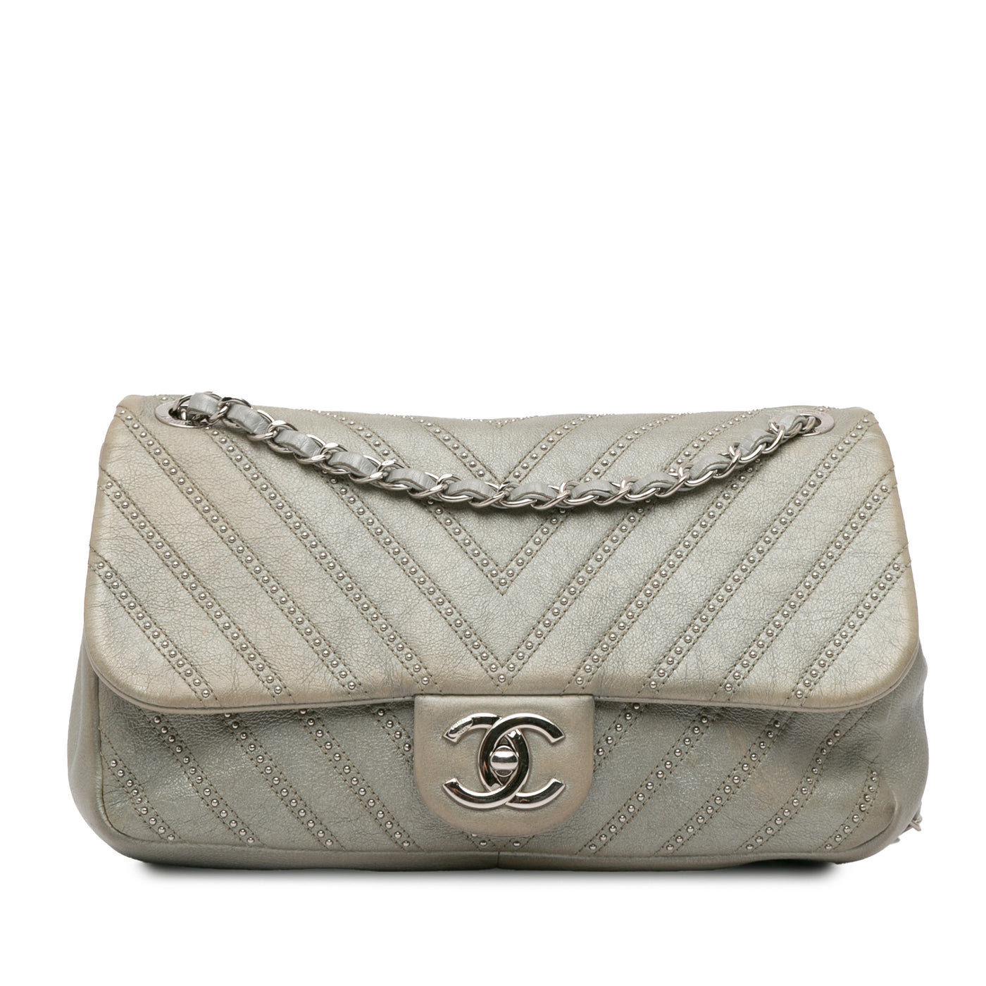 Medium Chevron Calfskin Stud Wars Flap - Image 1