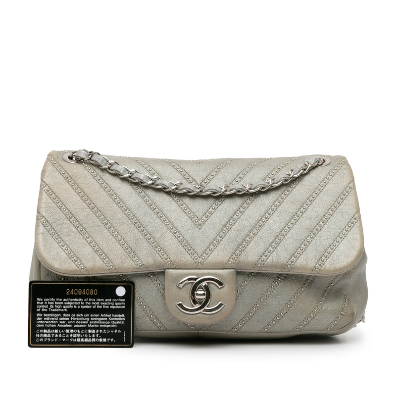 Medium Chevron Calfskin Stud Wars Flap - Image 13