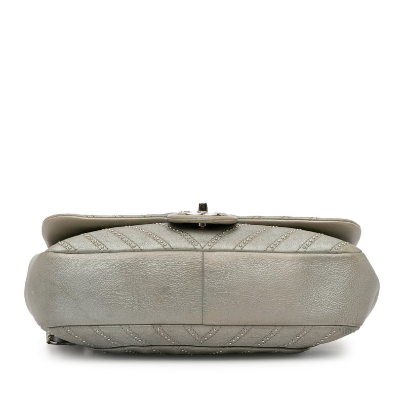 Medium Chevron Calfskin Stud Wars Flap - Image 4
