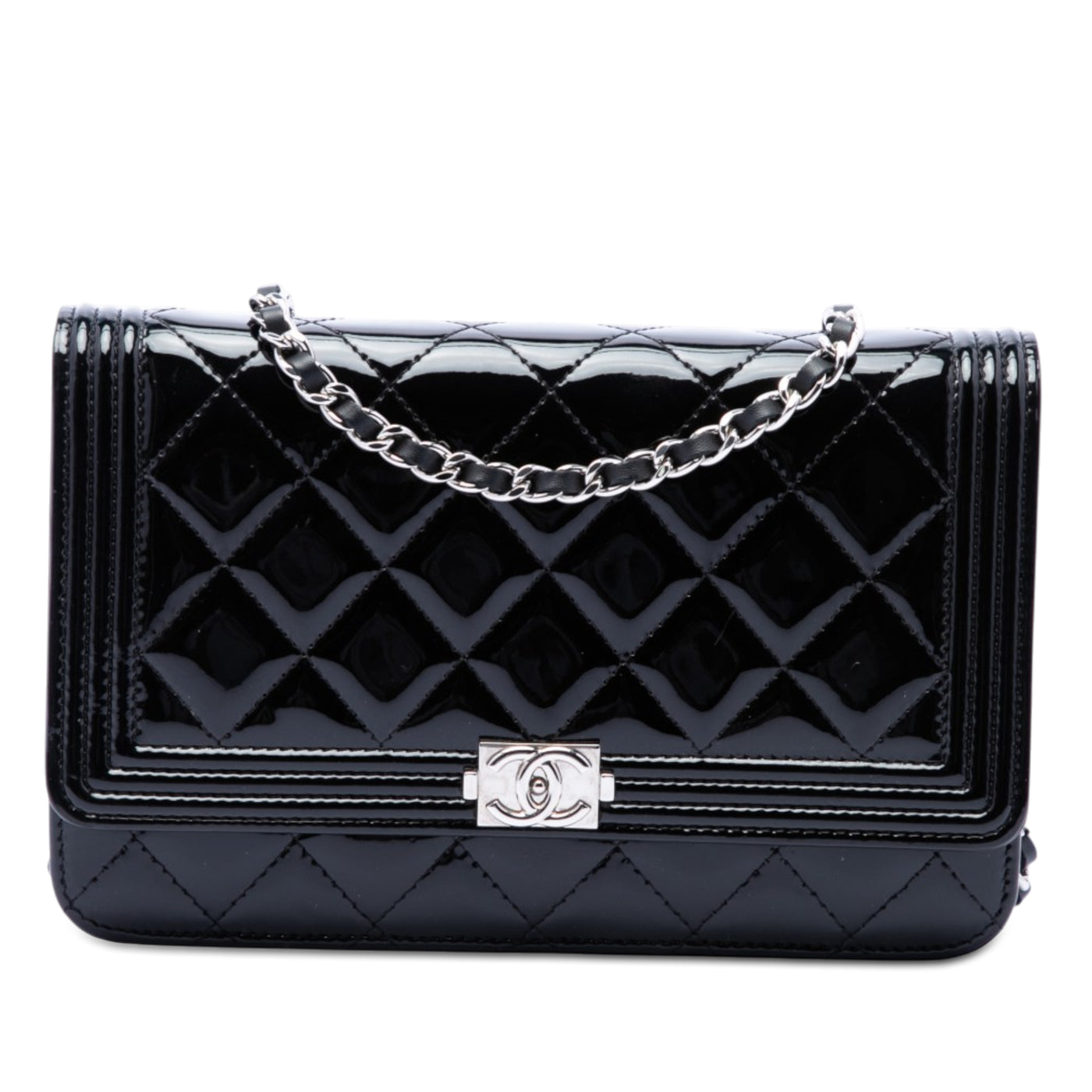 Quilted Patent Boy Wallet on Chain - Image 1