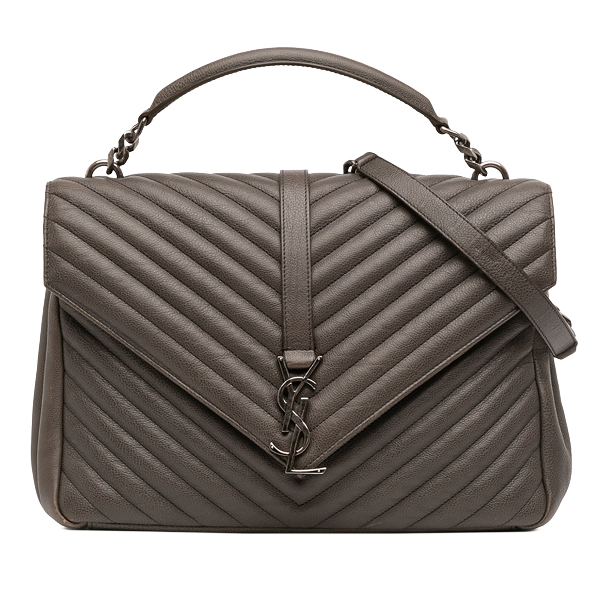 Large Chevron Sheepskin Monogram College Bag - Image 1