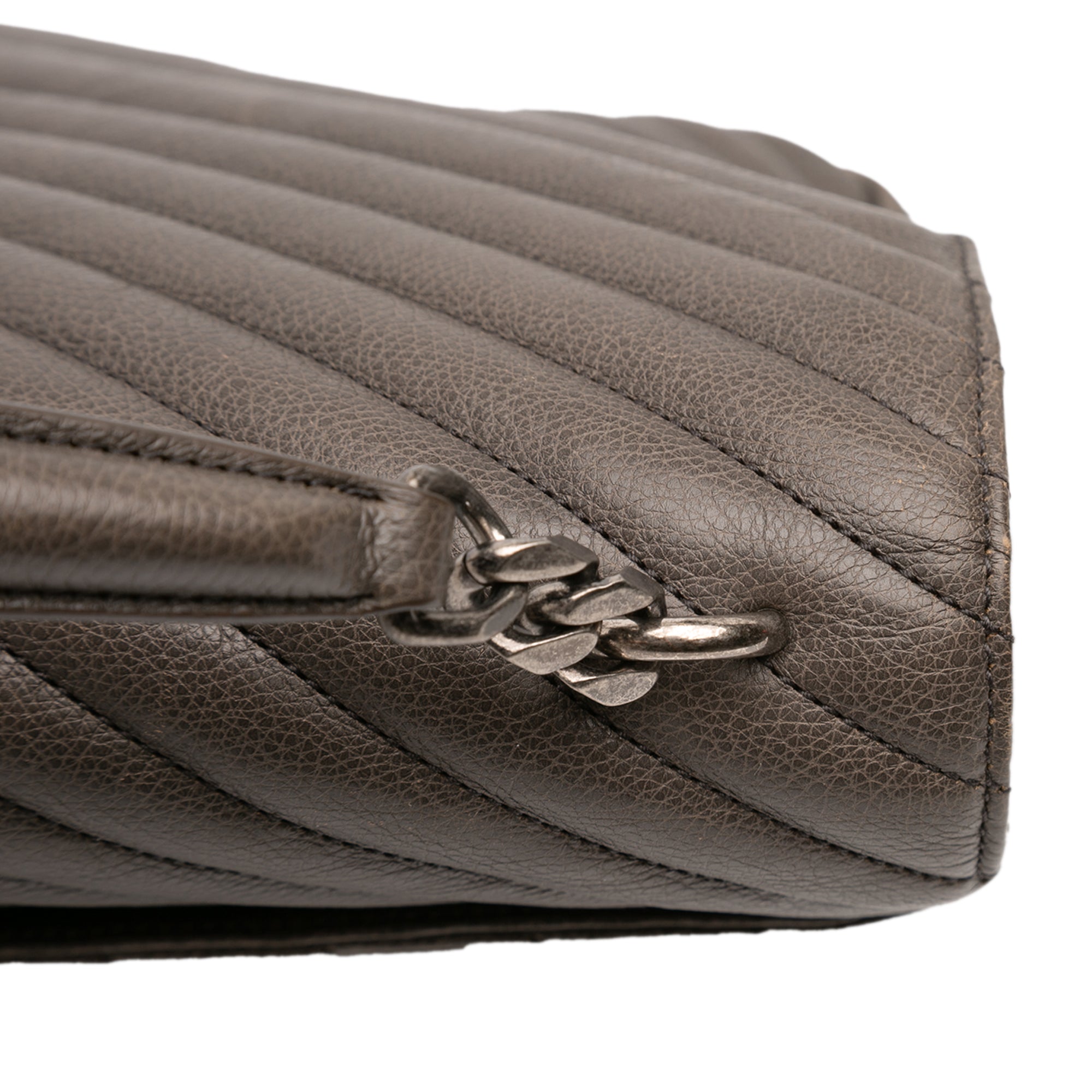 Large Chevron Sheepskin Monogram College Bag - Image 8
