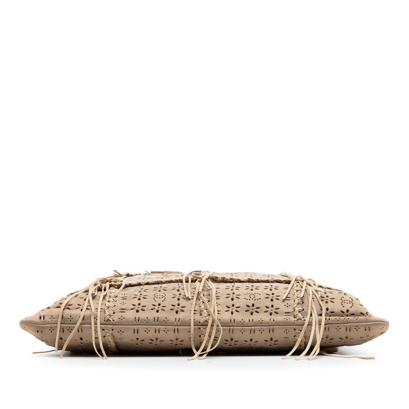 Perforated Suede Fringe Tote - Image 3