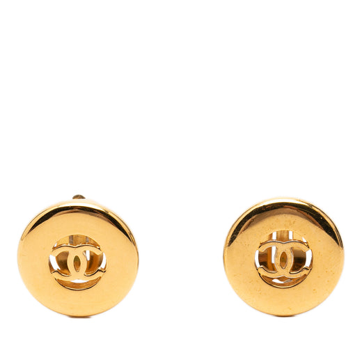 CC Gold Plated Round Clip On Earrings - Image 1