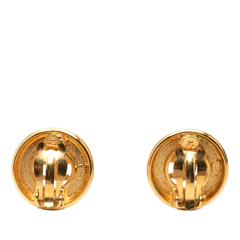 CC Gold Plated Round Clip On Earrings - Image 2