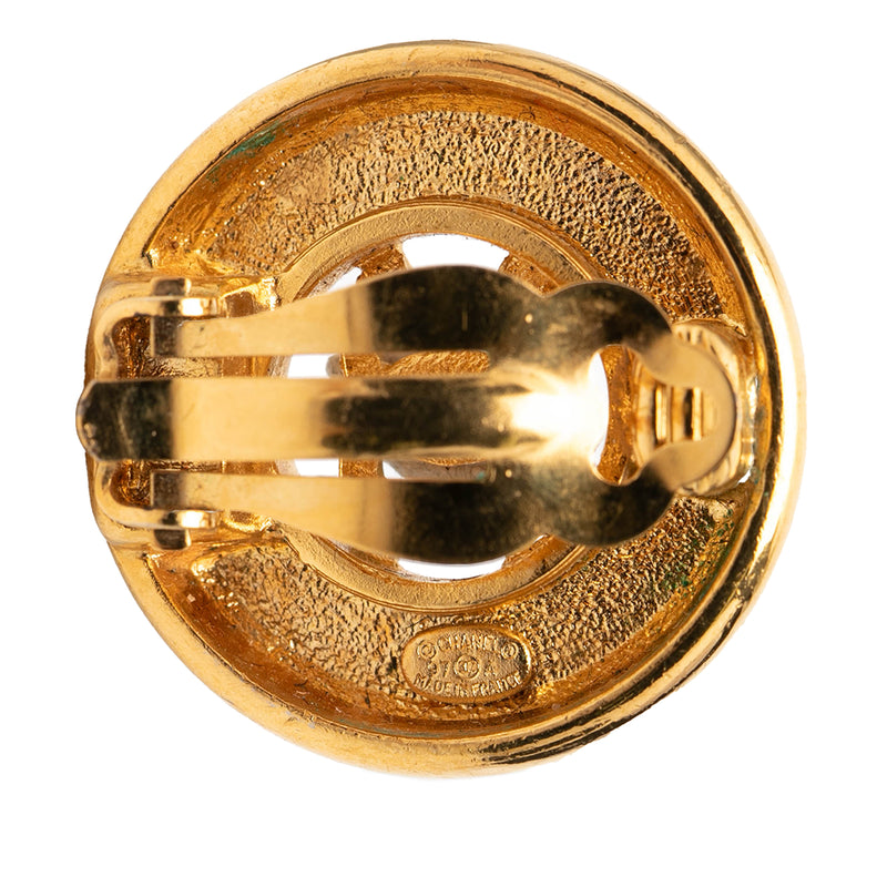 CC Gold Plated Round Clip On Earrings - Image 3