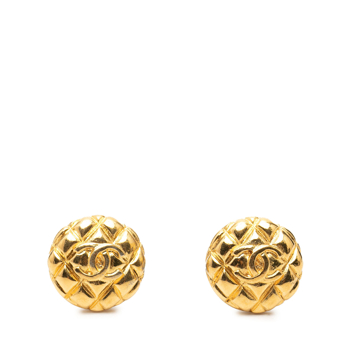 CC Quilted Gold Plated Clip On Earrings - Image 1