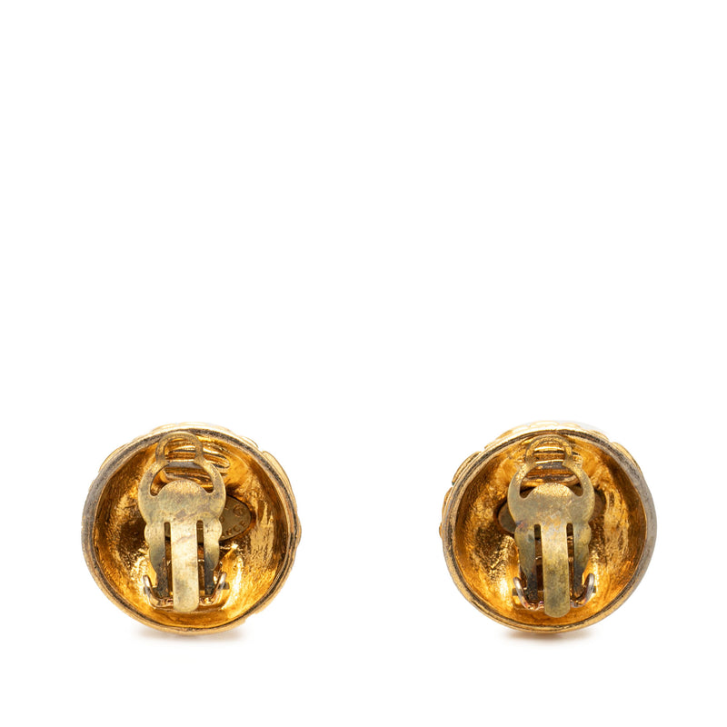 CC Quilted Gold Plated Clip On Earrings - Image 2