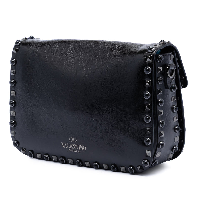 Medium Craquele Calfskin Guitar Strap Rockstud Rolling Flap Crossbody - Image 2