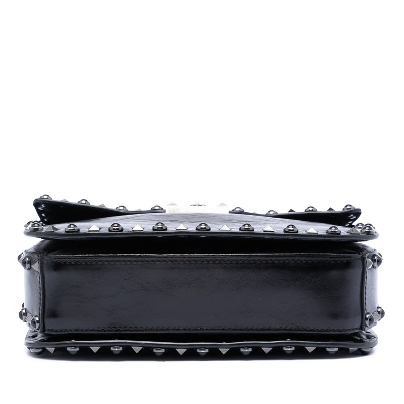 Medium Craquele Calfskin Guitar Strap Rockstud Rolling Flap Crossbody - Image 3