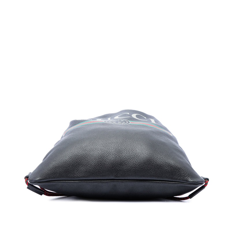 Grained Calfskin Web Logo Drawstring Backpack - Image 3