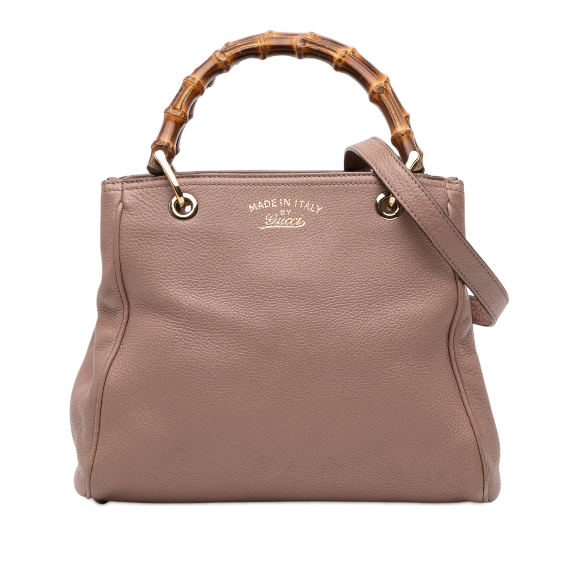 Small Calfskin Bamboo Shopper Satchel - Image 1