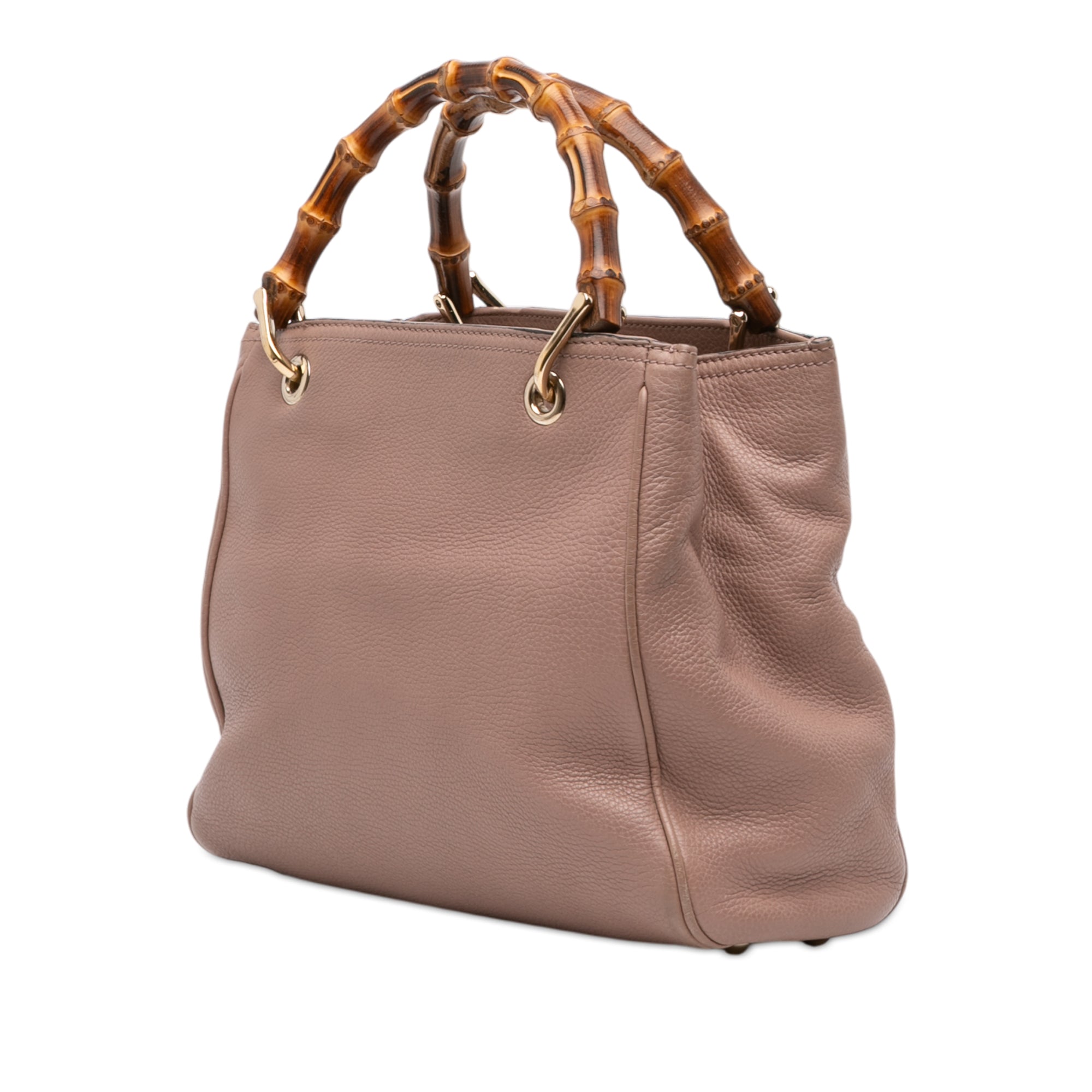 Small Calfskin Bamboo Shopper Satchel - Image 2