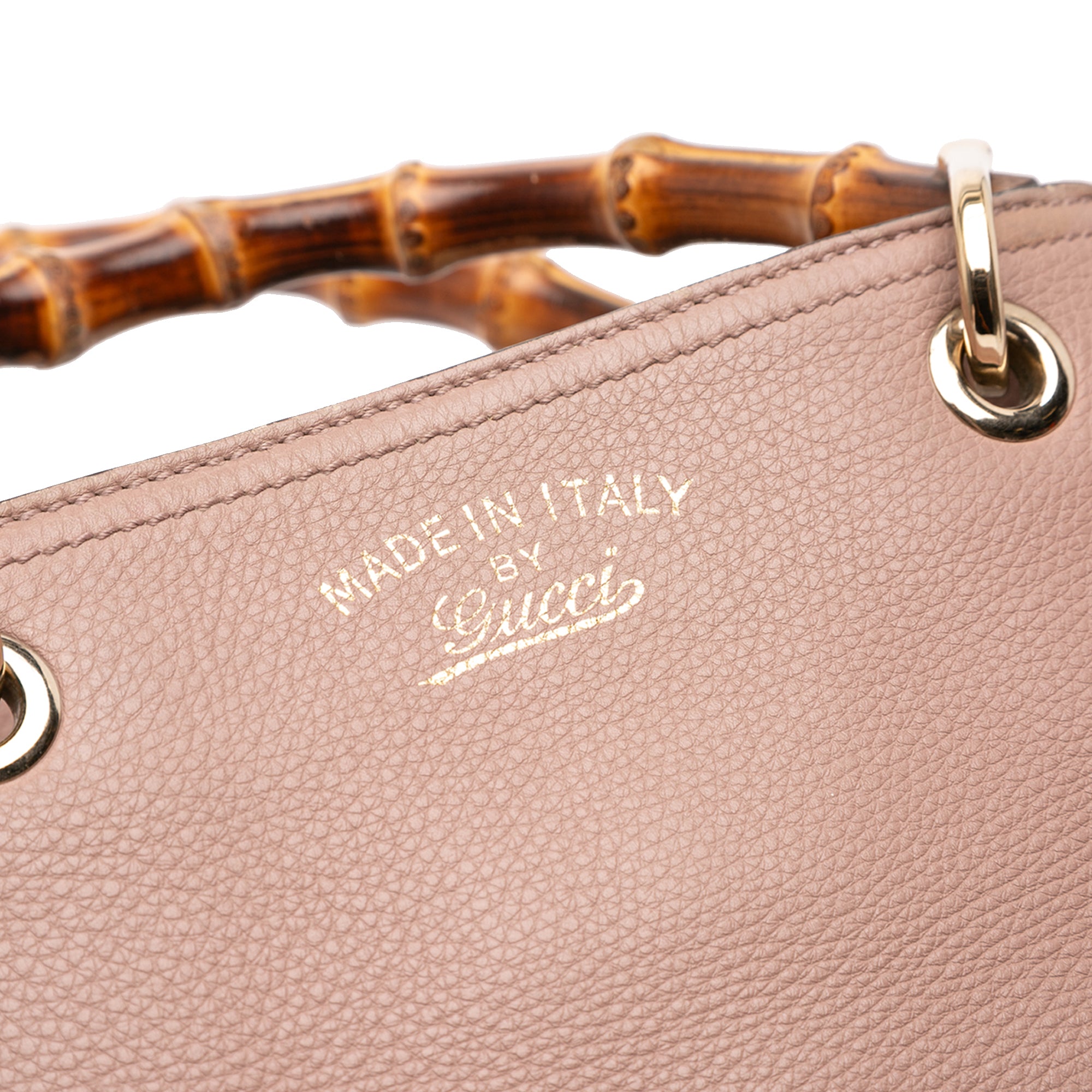 Small Calfskin Bamboo Shopper Satchel - Image 7