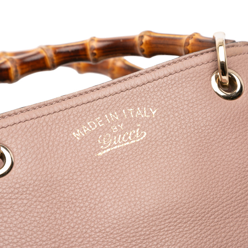 Small Calfskin Bamboo Shopper Satchel - Image 7