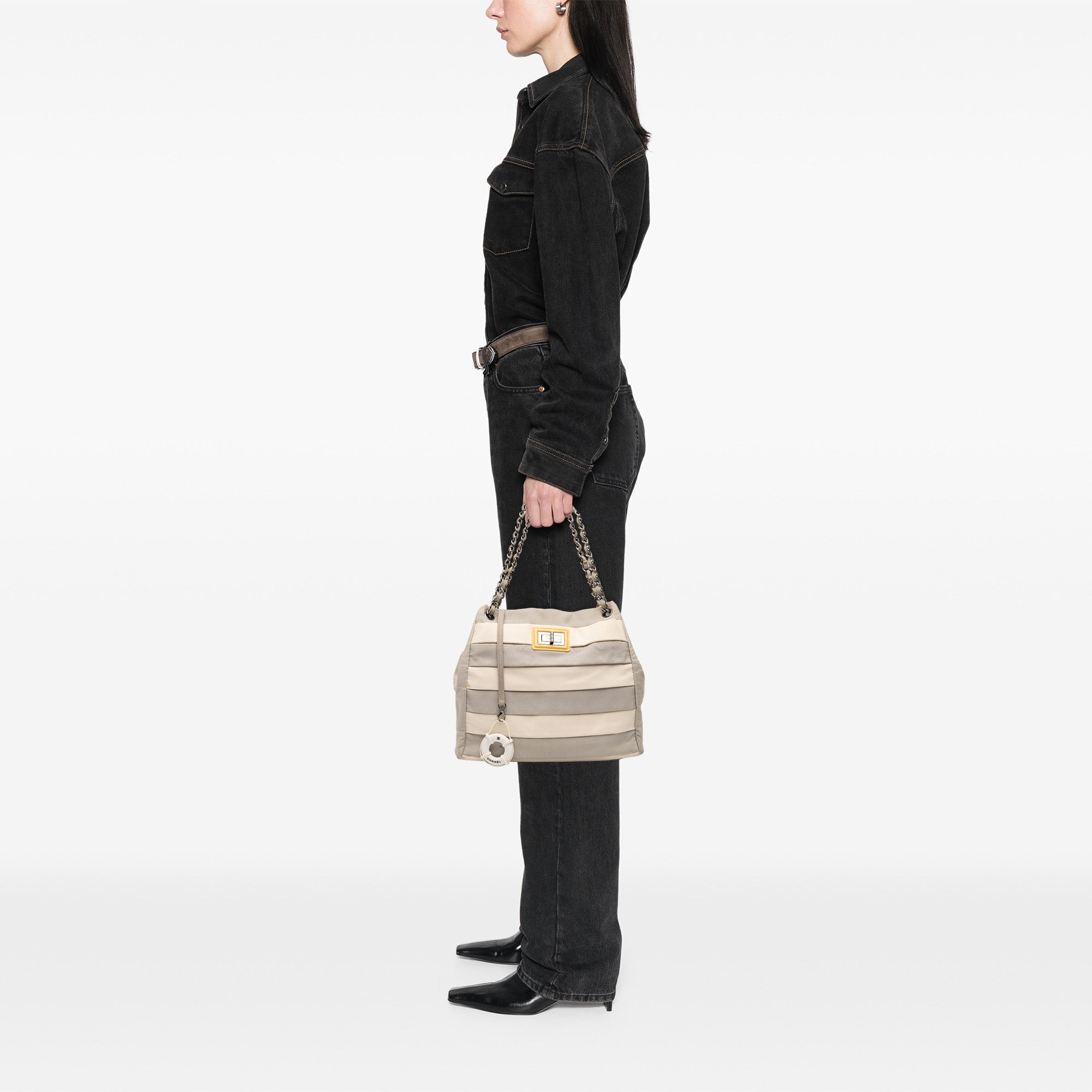 Bicolor Nylon Grosgrain Reissue 2.55 Shopping Tote - Image 11